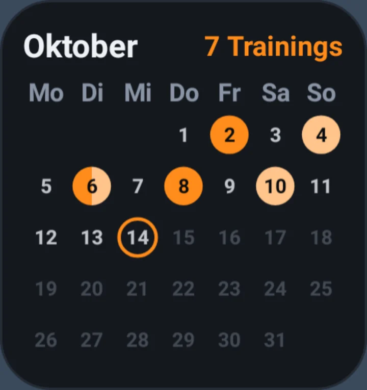 Widget: Trainingskalender